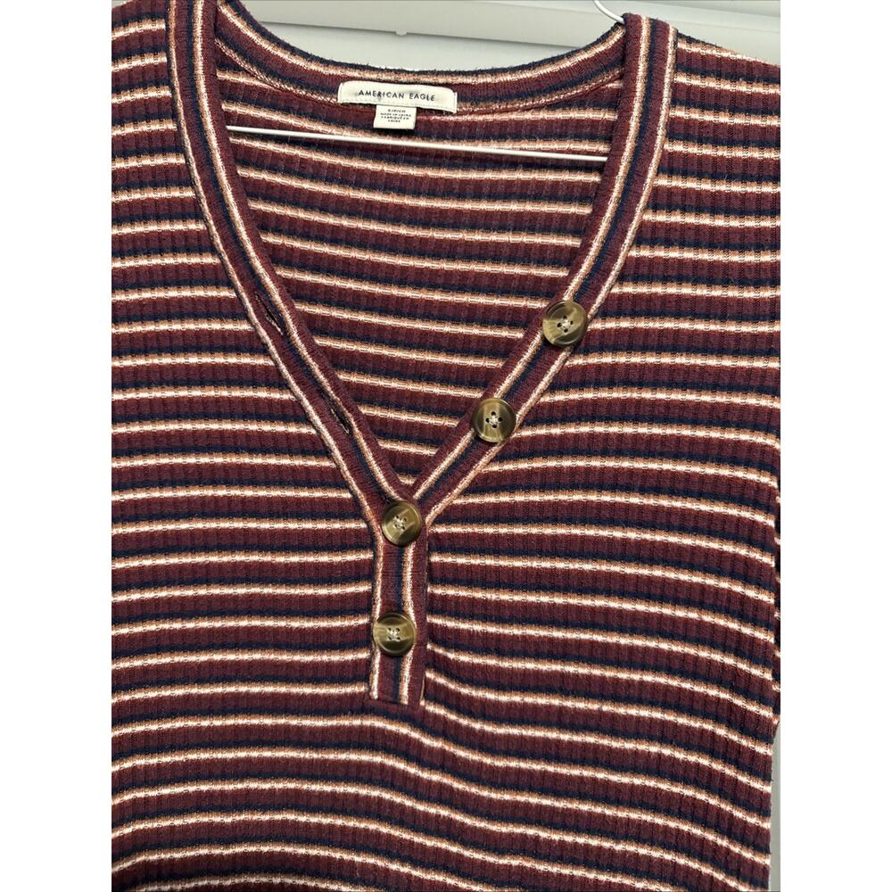 American Eagle Women’s Small Long Sleeve Striped Mini Dress - Picture 2 of 7
